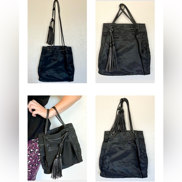RARE Prada Black Nylon Tassel Drawstring Shoulder Bag - Picture 17 of 17